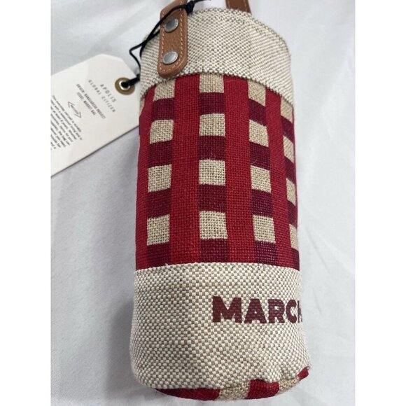 MARCHÉ Bottle Bag Gingham Red With Leather Strap - Picture 6 of 6